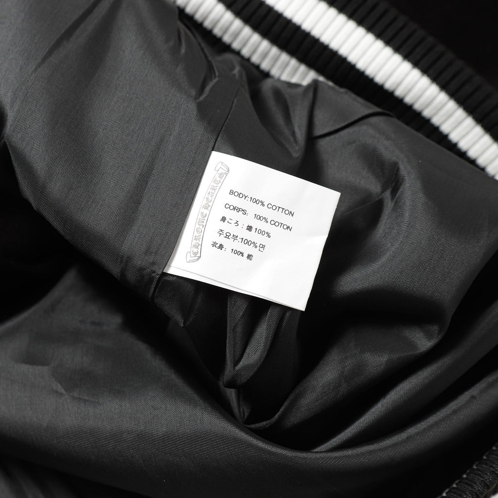 Cross Embroidered Leather Sleeve Varsity Jacket - Black Street Style 116